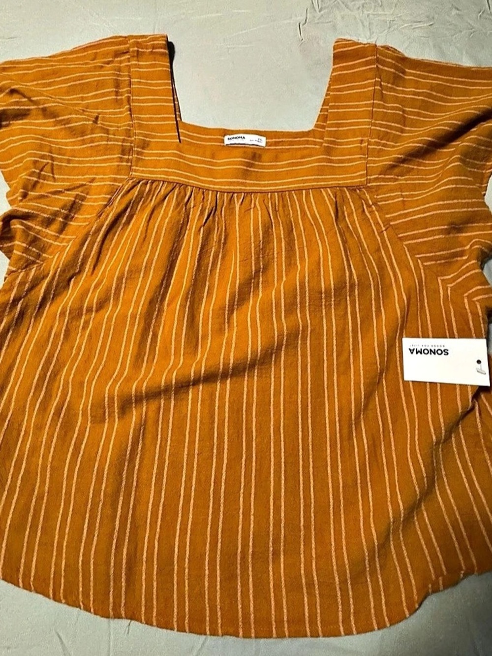 Sonoma XXL Rust Orange Striped Flutter Sleeve Top NWT